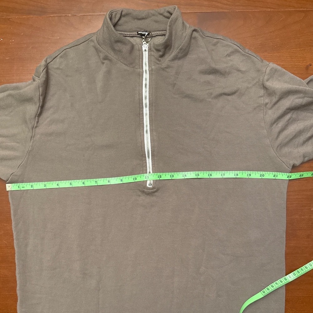 Monrow dress XL half zip sweatshirt green olive army cotton blend long‎ sleeve - Picture 8 of 9